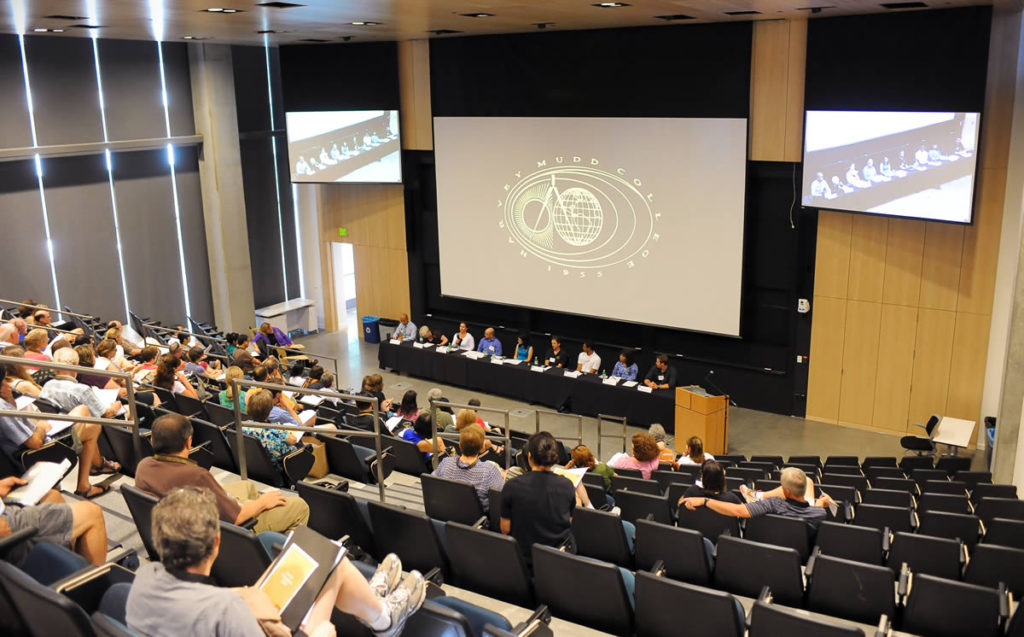 Event in auditorium of Shanahan Center.