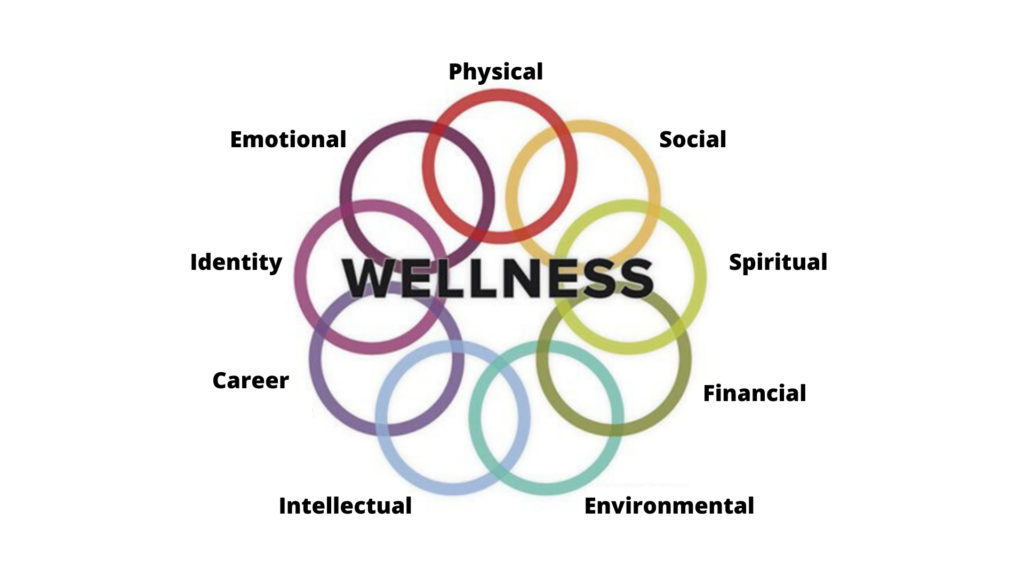Image displaying 9 dimensions of wellness. They are described below.