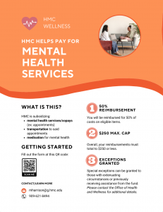 Mental health services flyer. Content replicated below.