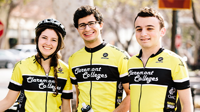 Students wearing bicycle revolution jerseys. 