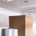 Portable walls in Sprague Gallery, Harvey Mudd College