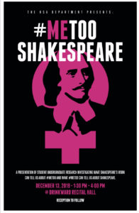 Poster for MeToo Shakespeare class taught by Ambereen Dadabhoy