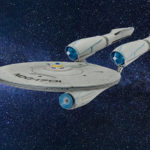Star Trek spaceship in starry sky