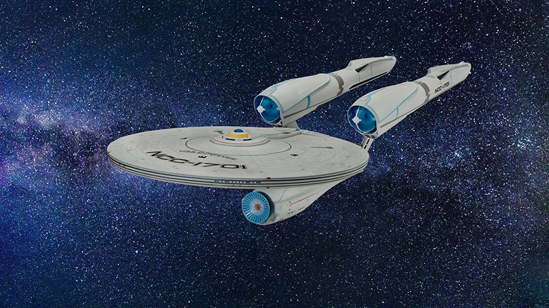 Star Trek spaceship in starry sky