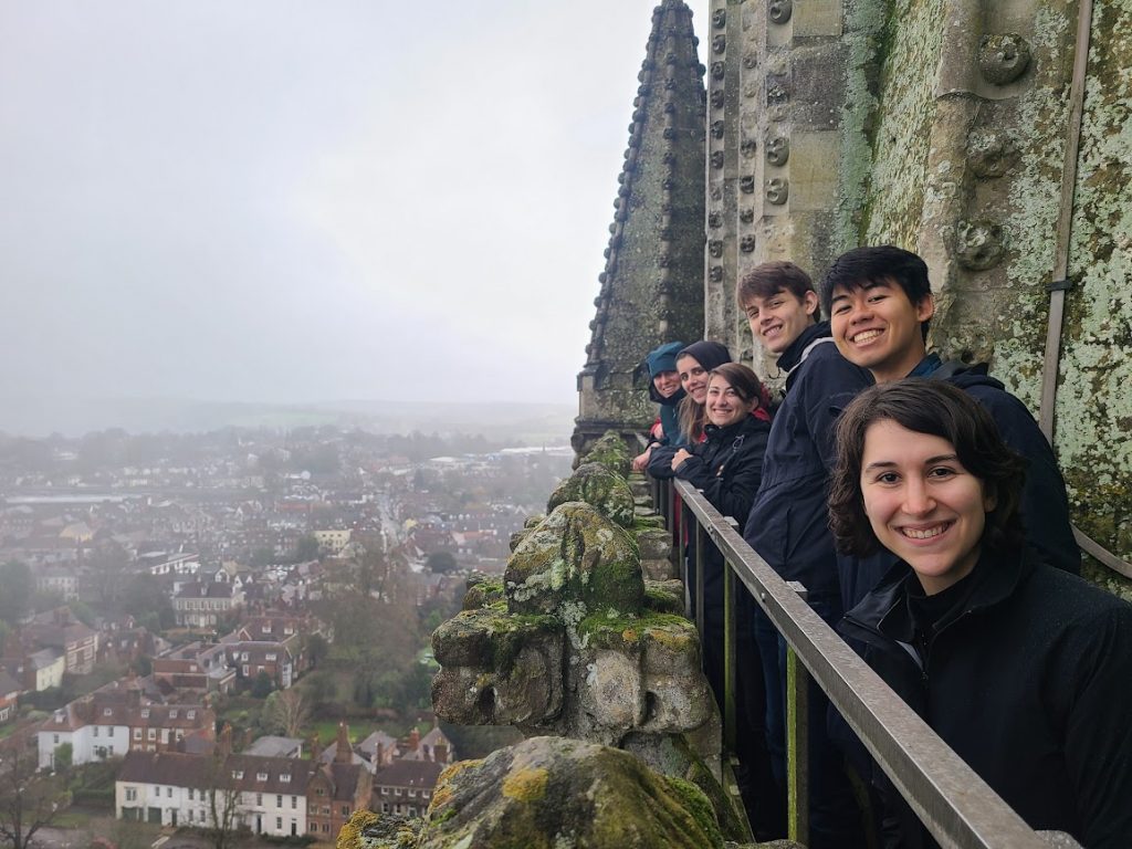 Harvey Mudd students, Salisbury Cathedral Tower 2023