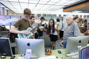 Bob Keller, left, with students testing ImproVisor