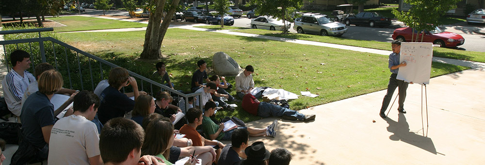 Professor Yong outside with students