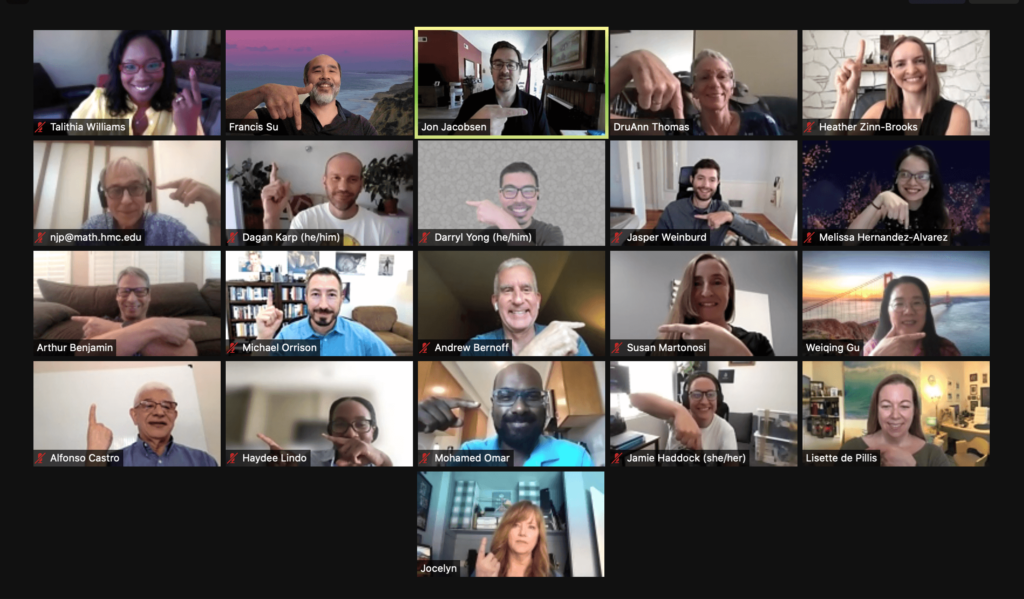 Photo of the entire Math Department on Zoom