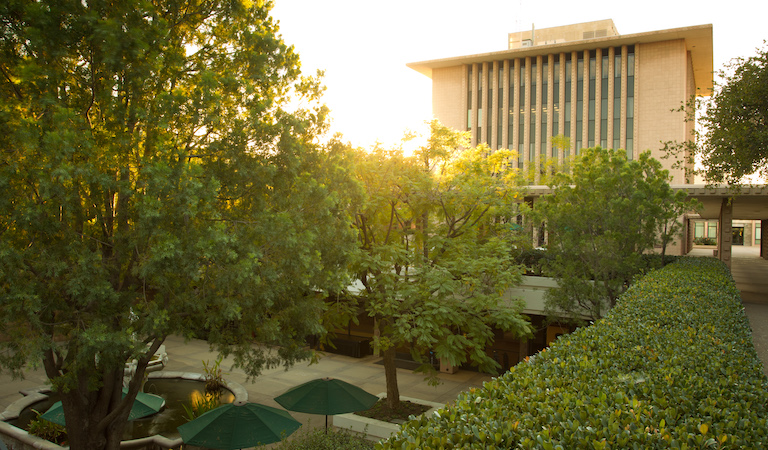 View across Hixon Court toward Sprague Building.