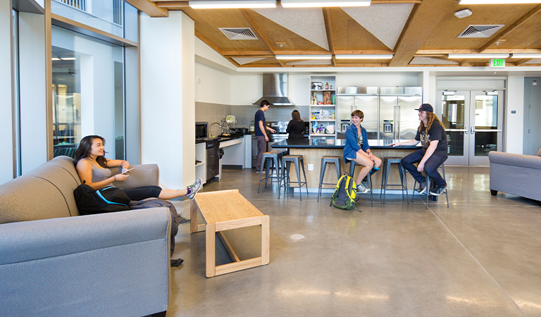 Students lounging in a common area.