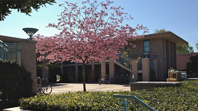 Exterior of Linde Hall. 